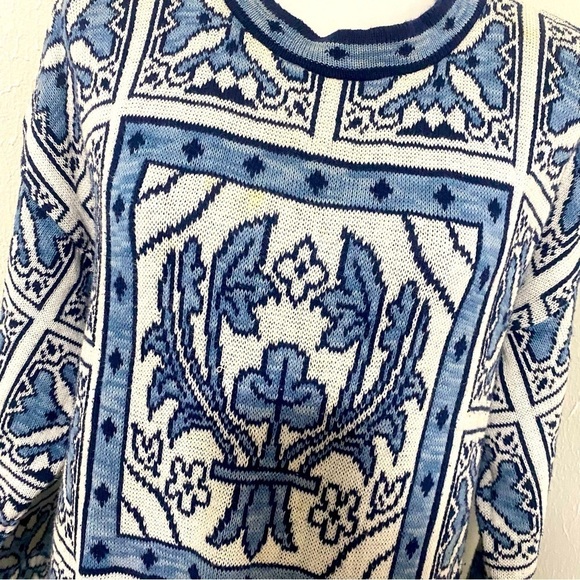 Yarn Works Vintage Women Aztec Sweater Dress Made USA 100% Cotton Size Large - Picture 2 of 7